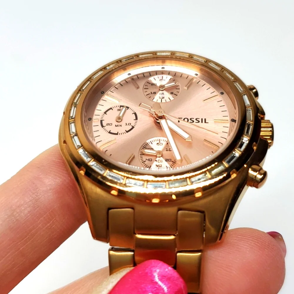 Fossil Watch CH2826 Rose Gold Steel Wristband Multifunction 10 ATM EUC